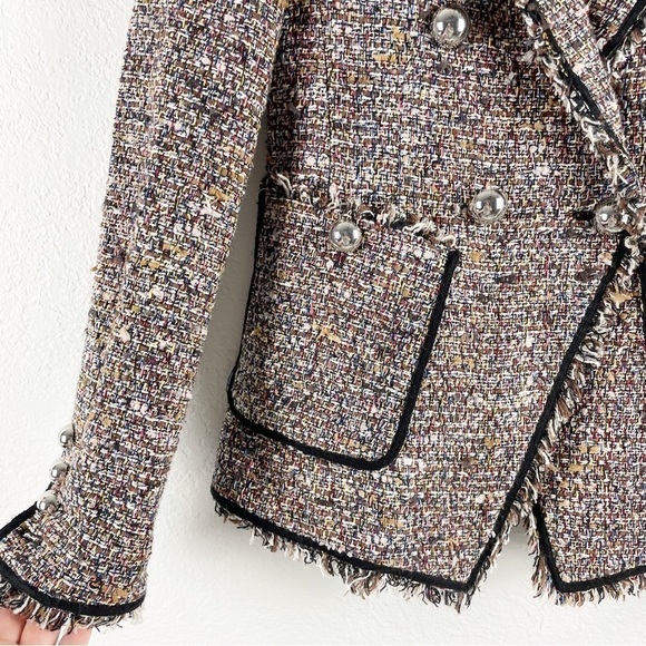 Veronica Beard Theron Double Breasted Tweed Blazer Jacket in Brown Multi Size 0 - Picture 3 of 10